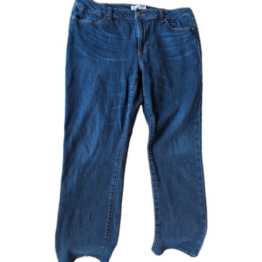 Cabi Women's Jeans Size 16 93% Cotton Straight Leg‎ Pockets Zip Button